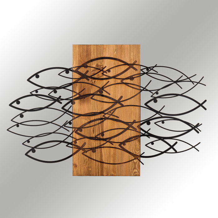 Wallity Fish Accesorio decorativo de pared Negro y Nogal